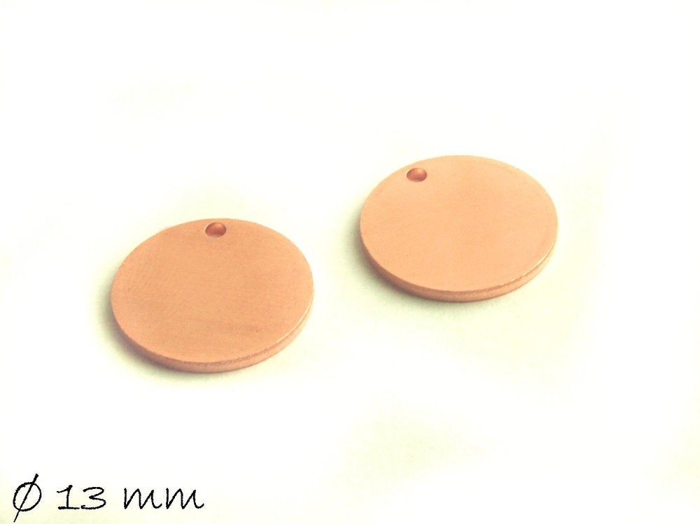 6 Stück Runde Kupfer Stempel Plättchen Ø 13 mm