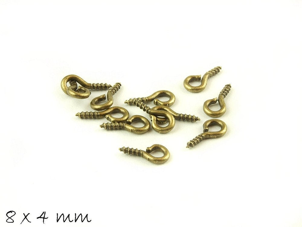 50 Stück Schraubösen in bronze, 8 x 4 mm, Anhänger Schraube