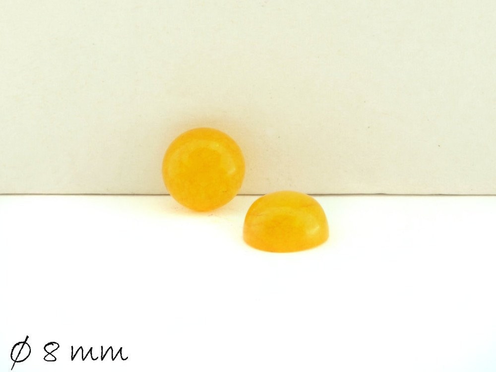 2 Stück Edelstein Cabochons, Jade (gelb), 8 mm