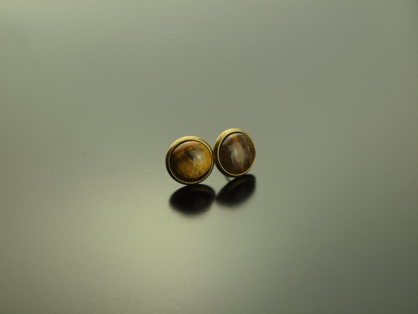 Ohrstecker Tigerauge Edelstein Ohrringe bronze