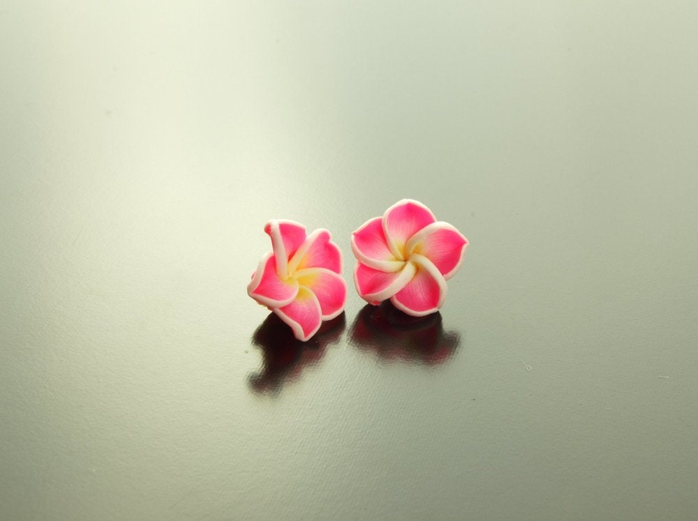 Ohrstecker Frangipani Blüte Blume Ohrringe rosa