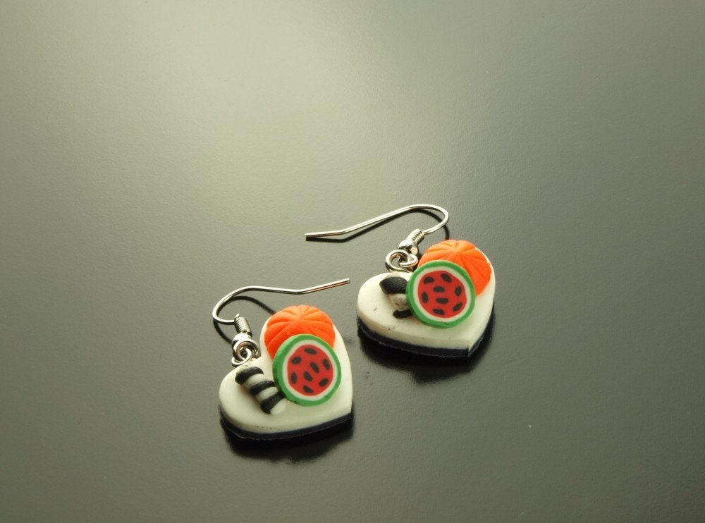 Ohrringe Kuchen Torte Fimo Clay Ohrhänger Herz