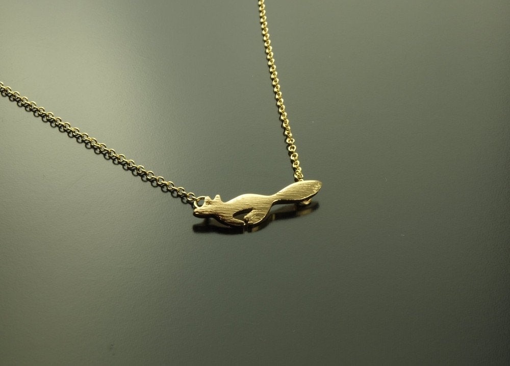 Kette Fuchs Anhänger golden matt gebürstet