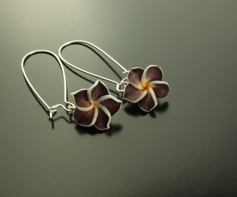 Ohrhänger Frangipani Blüte Blume Ohrringe braun
