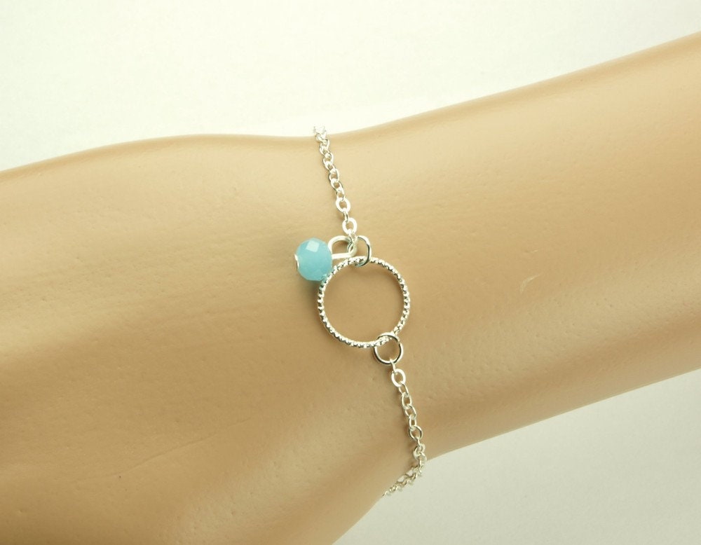 Armreifen Kreis Perle blau silbern Armband Kette