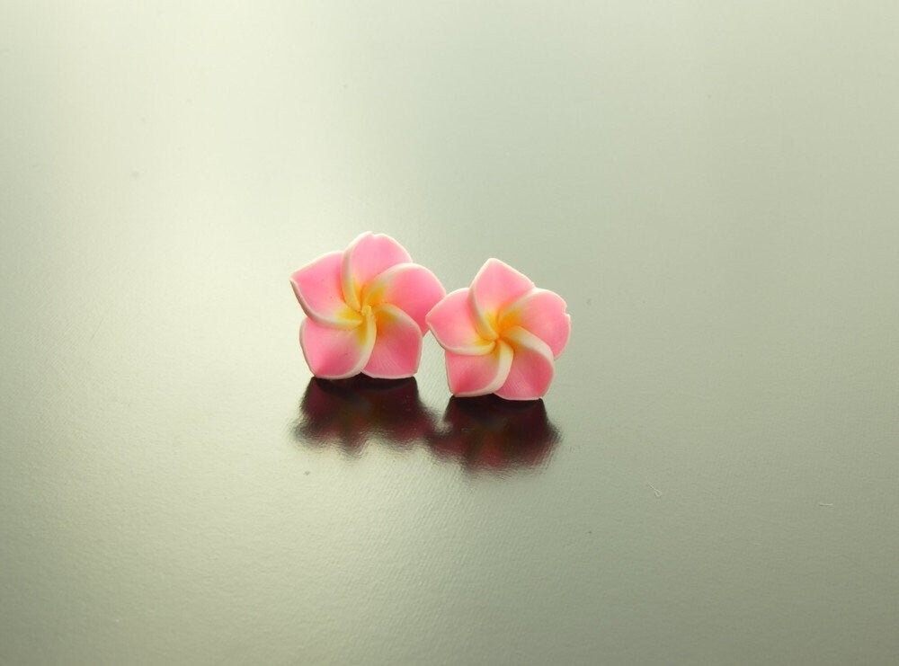 Ohrstecker Frangipani Blüte Blume Ohrringe rosa