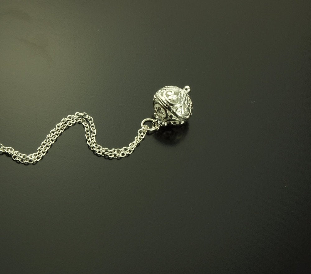 Kette Kugel Anhänger silbern Perle
