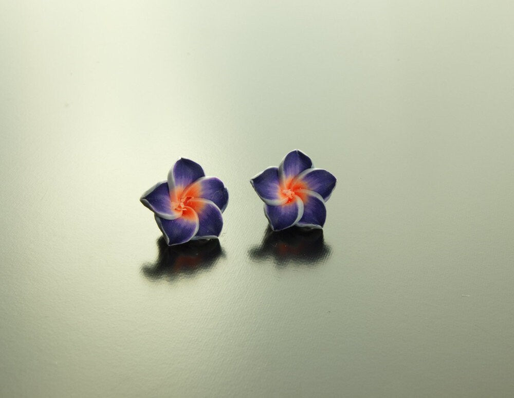 Ohrstecker Frangipani Blüte Blume Ohrringe lila