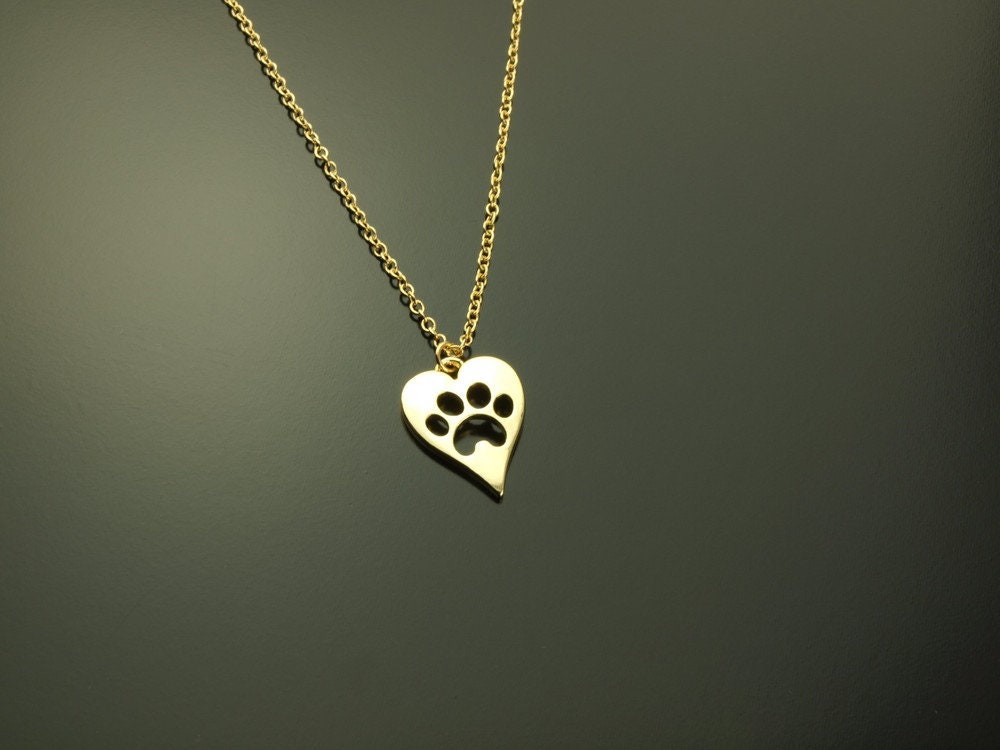 Kette Pfote Abdruck Herz golden Hund Tatze