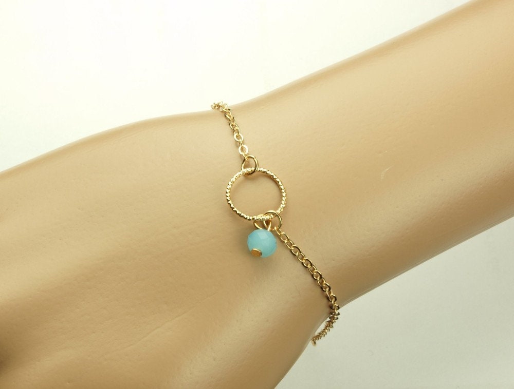 Armreifen Kreis Perle blau golden Armband Kette