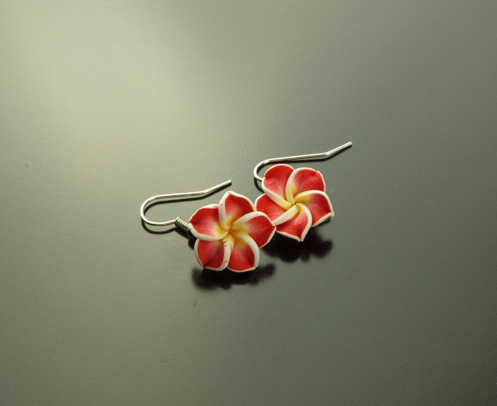 Ohrhänger Frangipani Blüte Blume Ohrringe rot
