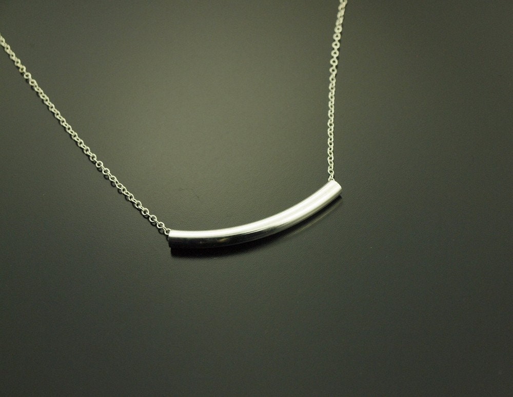 Kette Tube Perle Anhänger silbern schlicht zart