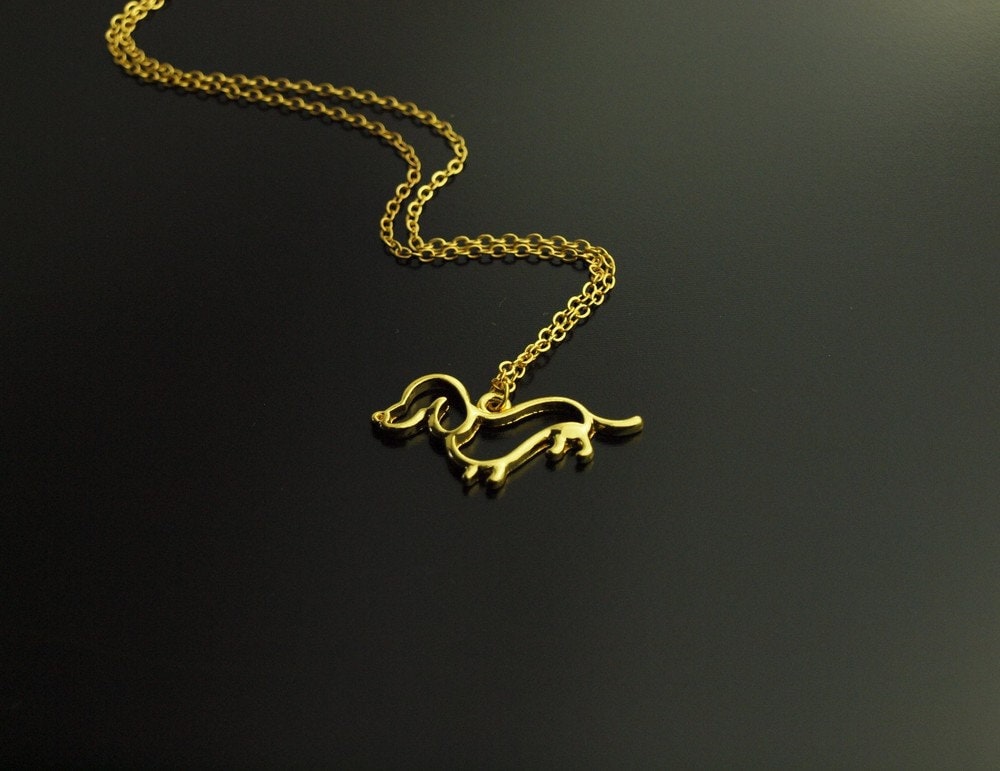 Kette Dackel Anhänger golden Hund