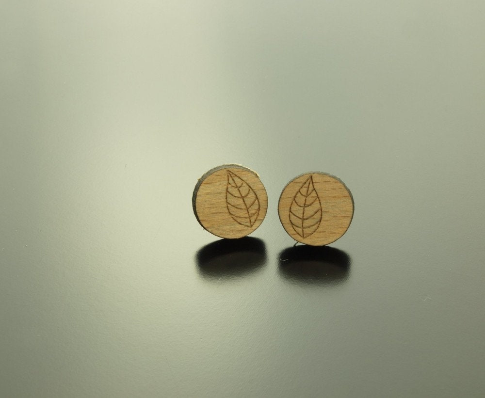 Ohrstecker Kreis Scheibe Blatt Holz Ohrringe