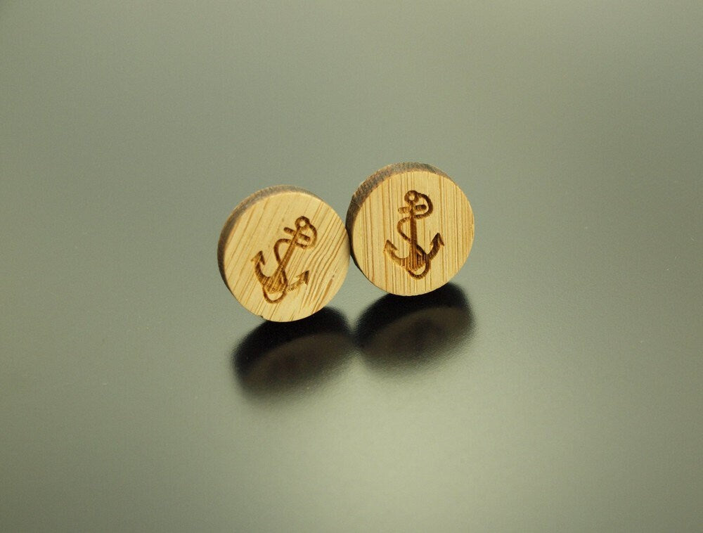 Manschettenknöpfe Holz Anker Mann Hemd