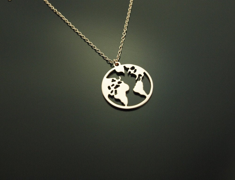 Kette Globus Weltkarte Anhänger rosegold Weltkarte