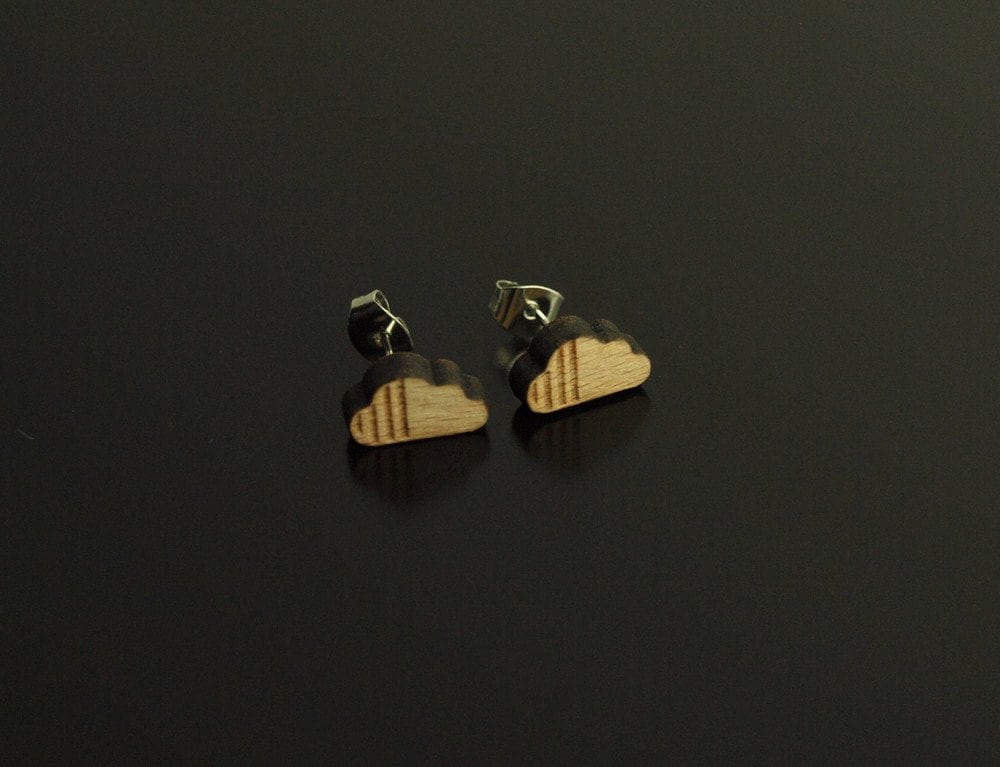 Ohrstecker Wolke Holz Ohrringe