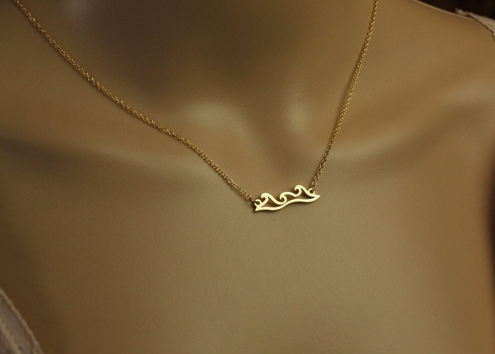 Kette Welle Wasser Anhänger golden