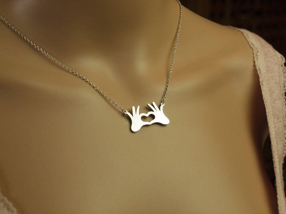 Kette Hände Herz Freundschaft Liebe silbern