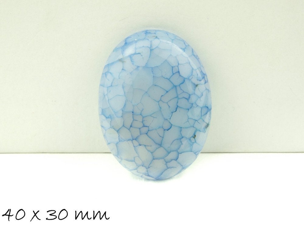 1 Edelstein Cabochon Drachenader Achat 40 x 30 mm blau