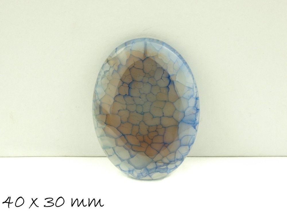 1 Edelstein Cabochon Drachenader Achat 40 x 30 mm blau