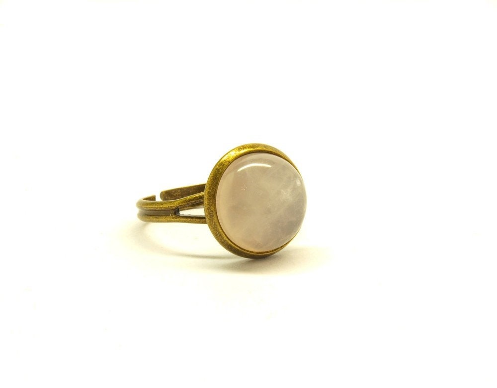 Ring Rosenquarz Cabochon bronze rosa Quarz #1