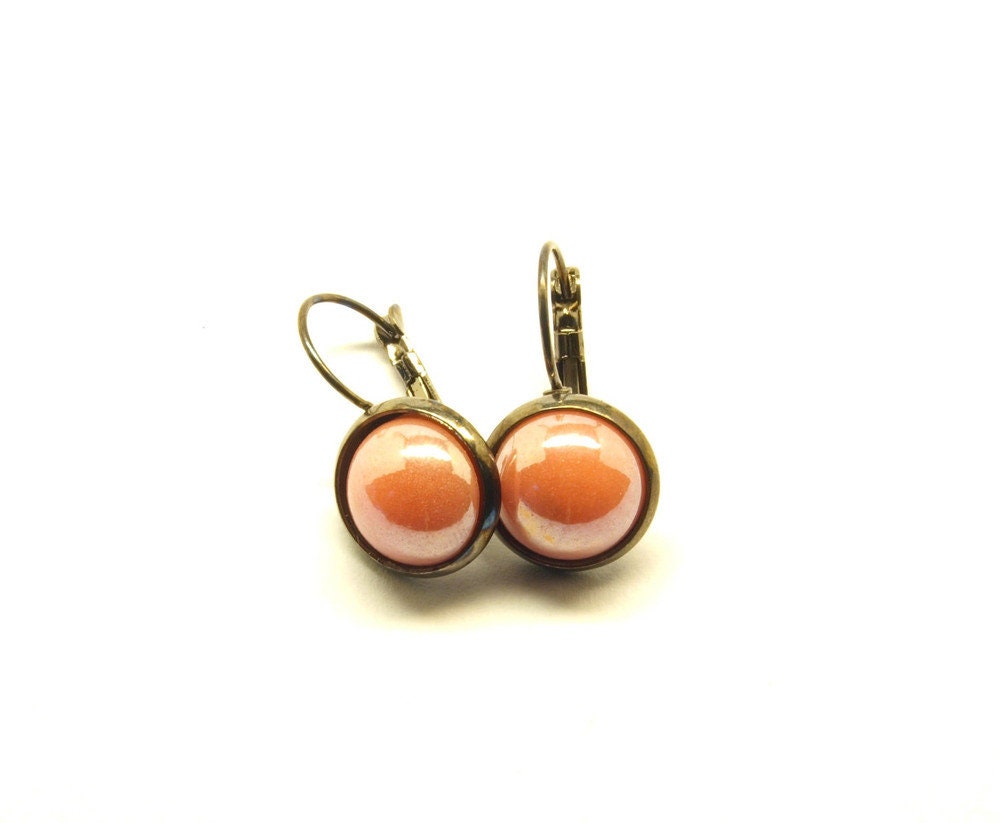 Ohrring Rosa Cabochon Glas Brisur Creole schwarz