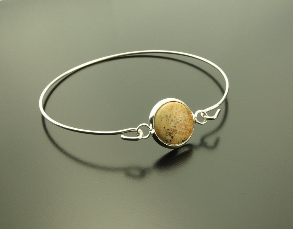 Armreif Cabochon Gelber Jaspis Jasper silbern
