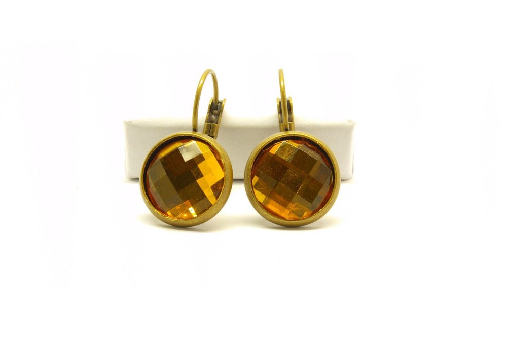 Ohrring braun facettiert Brisur Cabochon Acryl