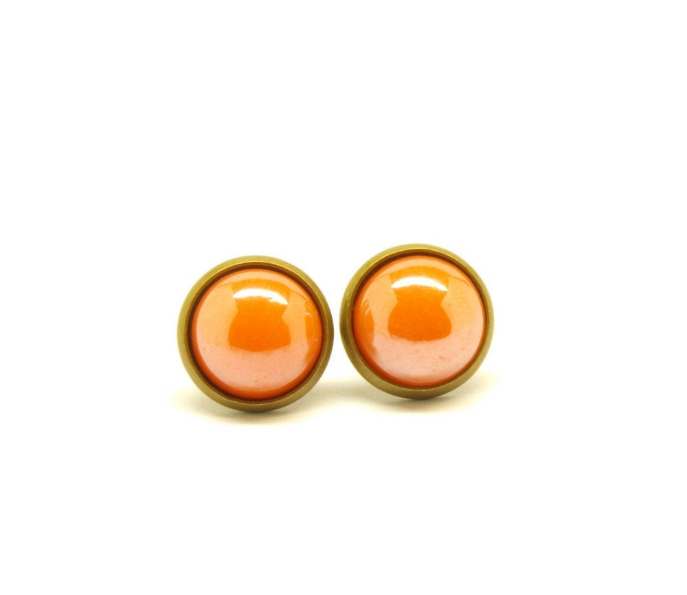 Ohrstecker Glas Cabochon Glanz Ohrstecker orange