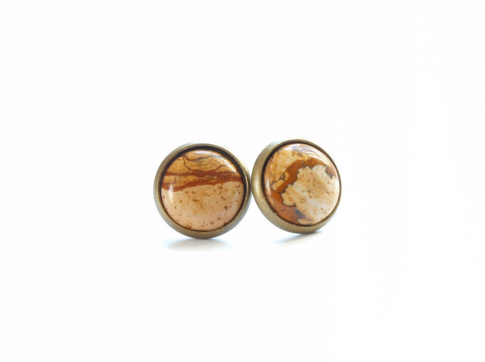 Ohrstecker gelber Jaspis Jasper Edelstein Sand