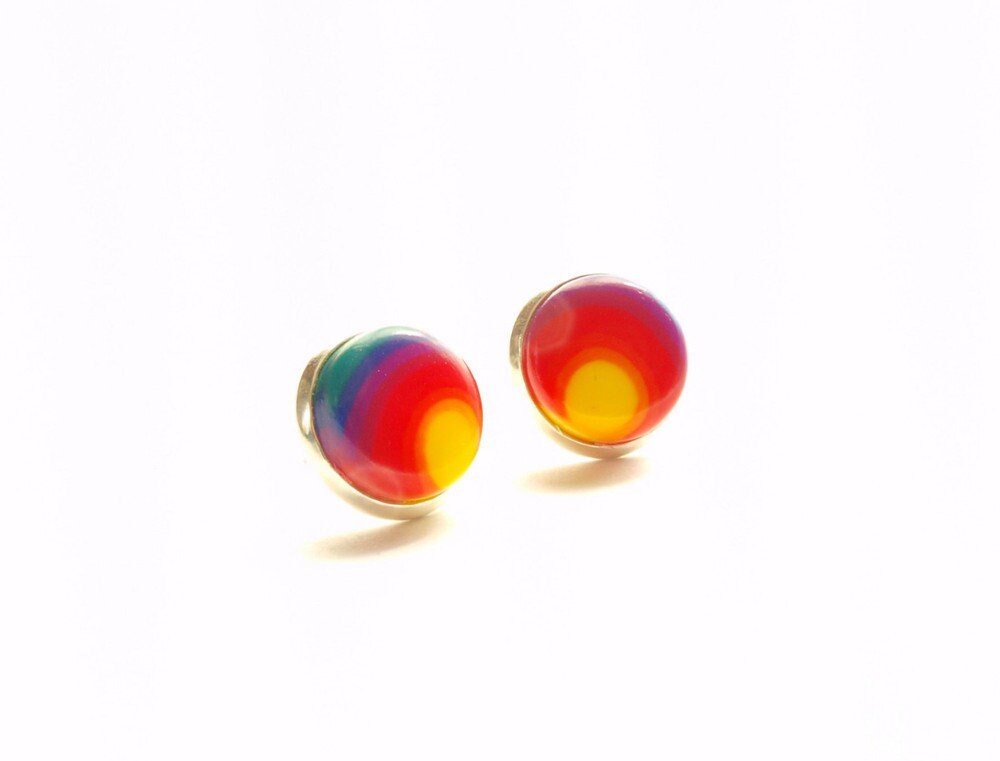 Ohrstecker bunt Fimo Clay Cabochon Ohrringe rot