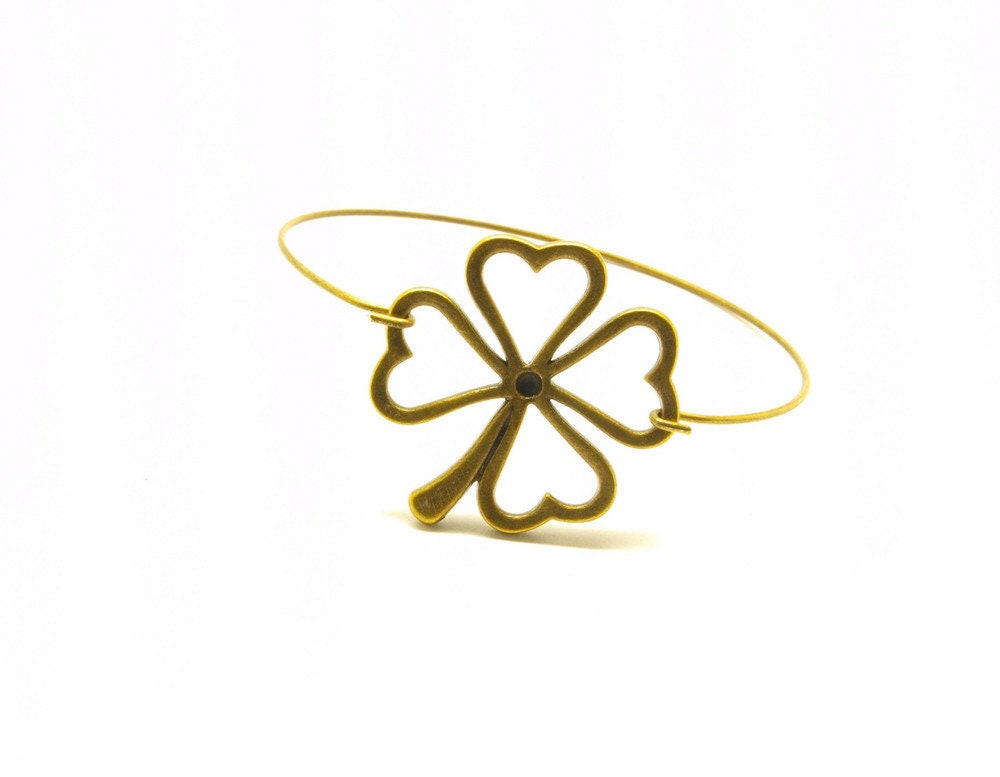 Armreifen Vintage Bronze Glück Kleeblatt Edelstahl