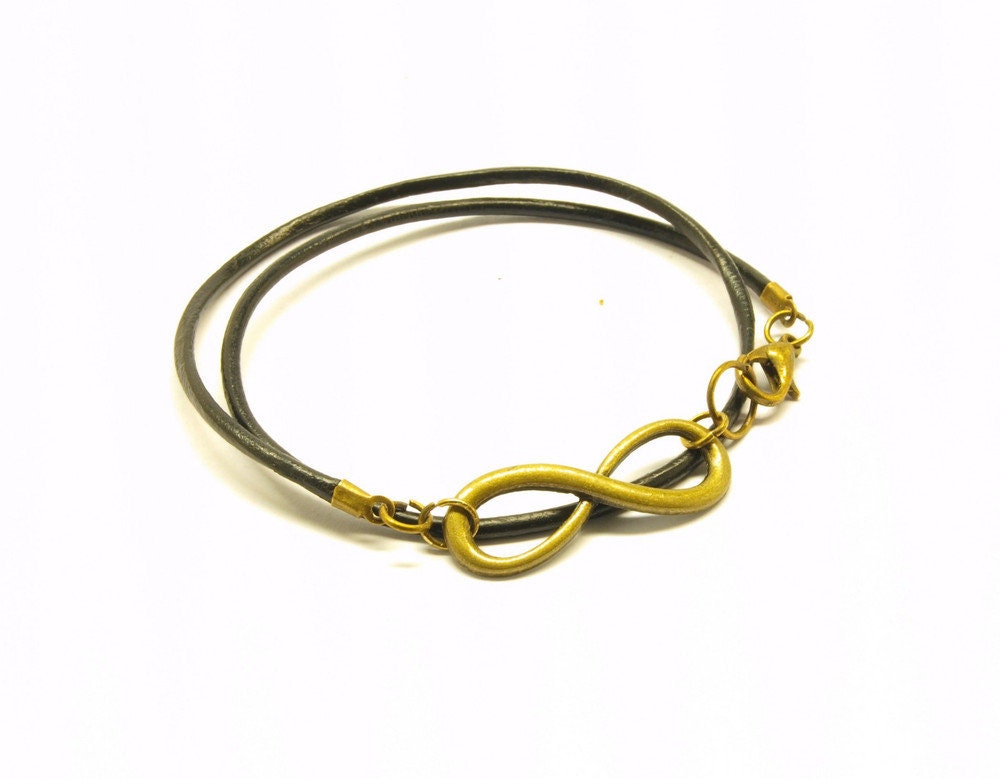 Leder Armband Infinity Unendlichkeit Armreif Farbe nach Wahl silbern bronze golden