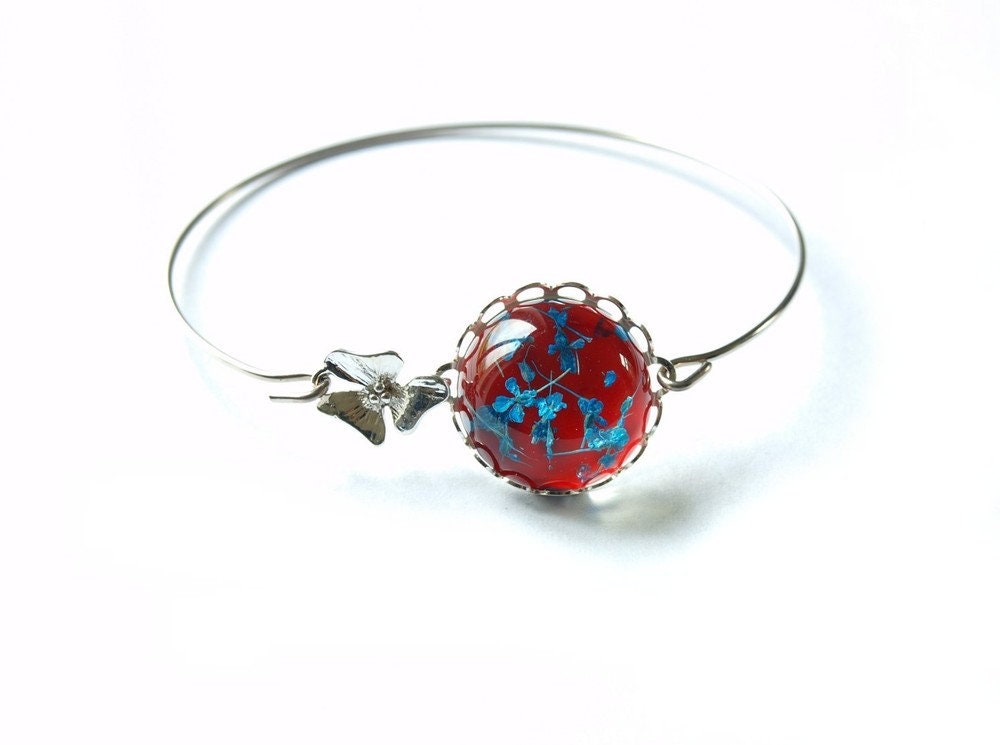 Echte getrocknete Dillblüten rot blau Armreif