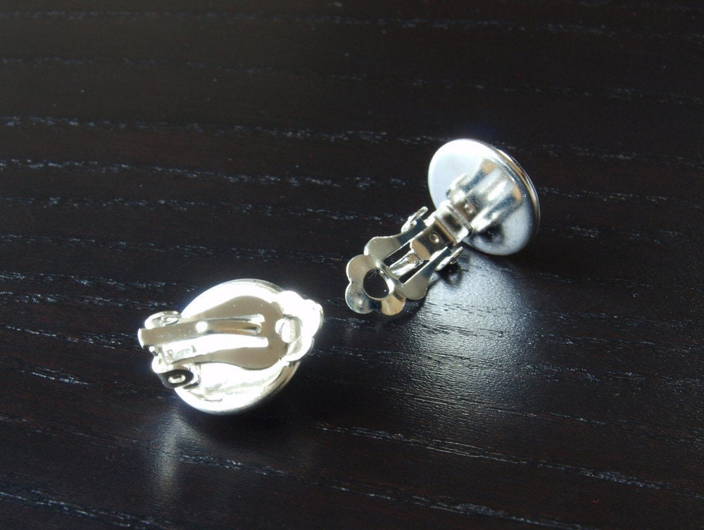 Ohrclips Cateye Imitat Cabochon Fassung rosa Clip