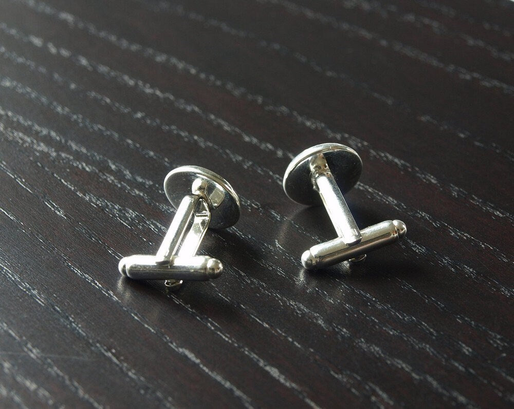 Manschettenknöpfe Cabochon Cateye Imitat weiß grau