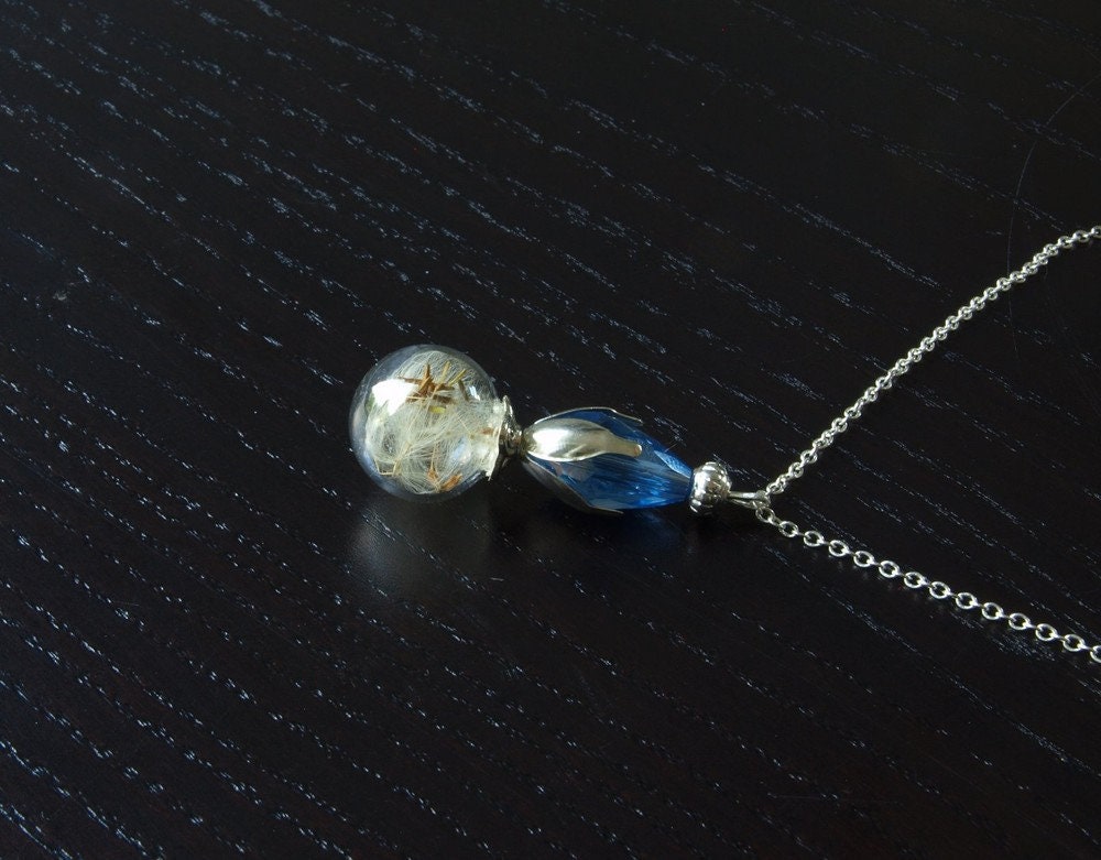 Echte Pusteblumen Kette Perle Glas hohl gefüllt