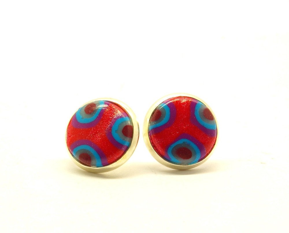 Ohrstecker Fimo Clay Cabochon silber Ohrringe