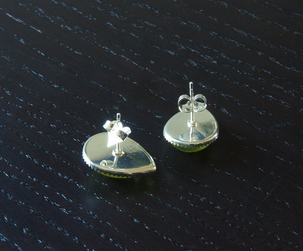 Ohrstecker Cabochon silber grün Pastell Tropfen