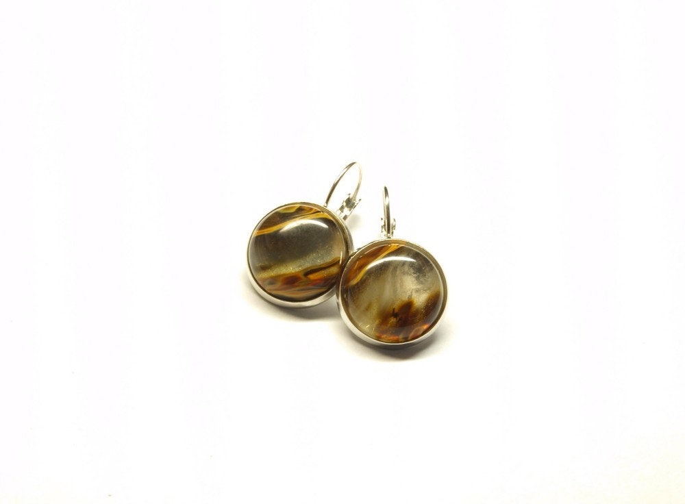 Ohrringe Kirschquarz Cabochon Feuer silber #3