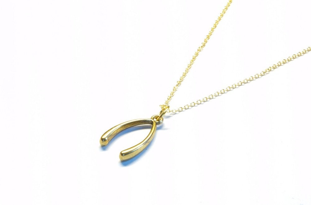Kette Wünschelrute Wishbone golden zart #2
