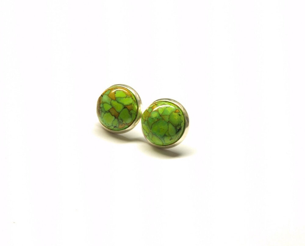Ohrstecker Türkis Edelstein Imitat Cabochon 12mm