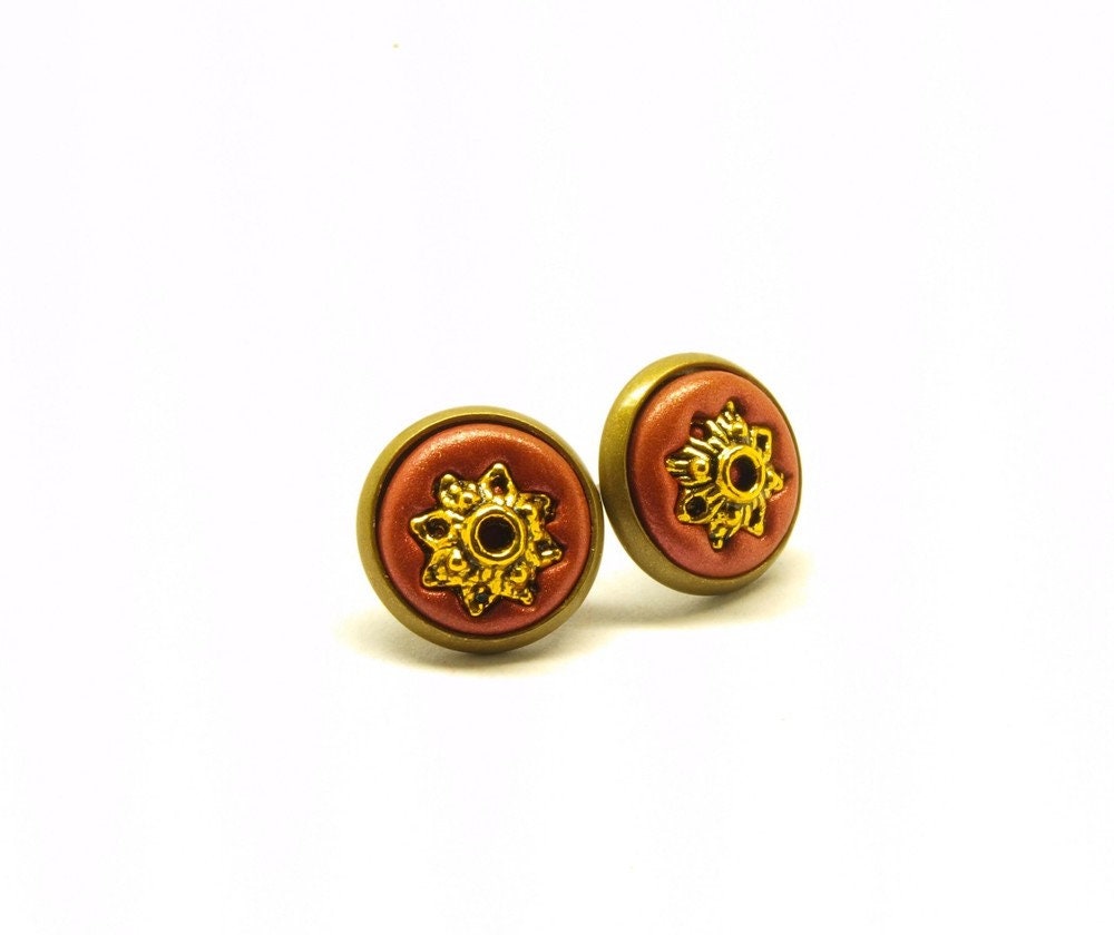 Ohrstecker Fimo Clay Cabochon bronze Ohrstecker