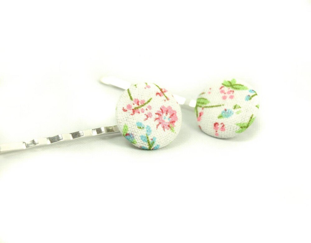 Haarklemmen Set Knopf Stoff Blume Blüte Haarnadel