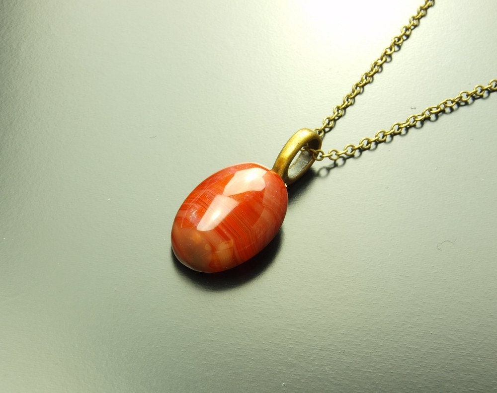 Kette Achat Edelstein Anhänger vintage bronze rot