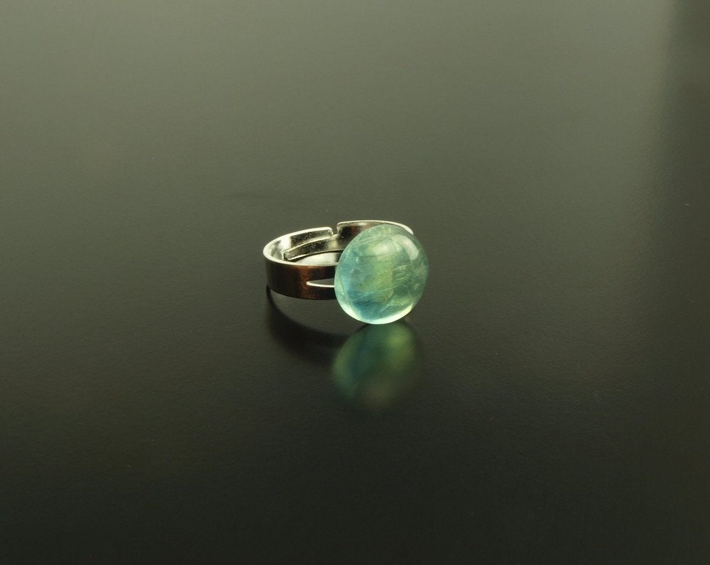 Ring grüner Fluorit Cabochon silber Edelstein