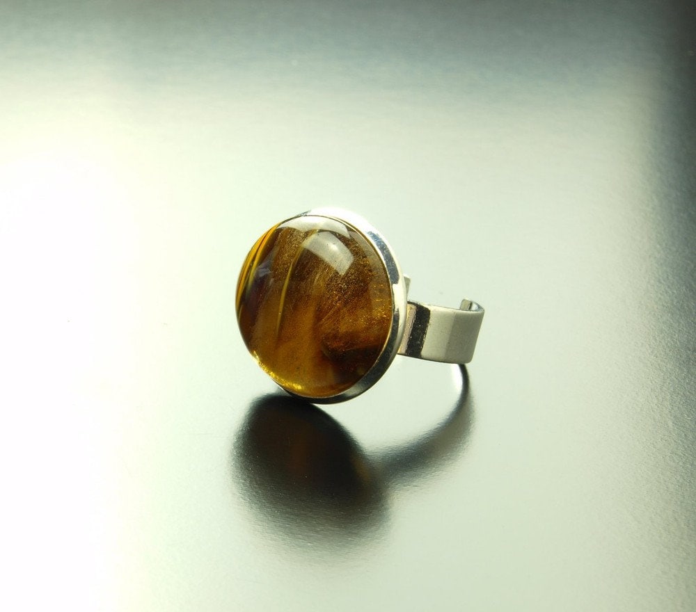 Ring Kirschquarz Edelstein Cabochon silber
