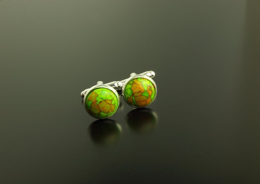 Manschettenknopf Edelstein synthetischer Türkis