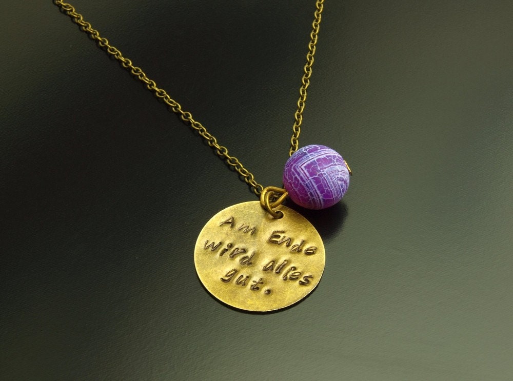 Kette Anhänger Wunsch Text Gravur bronze Achat